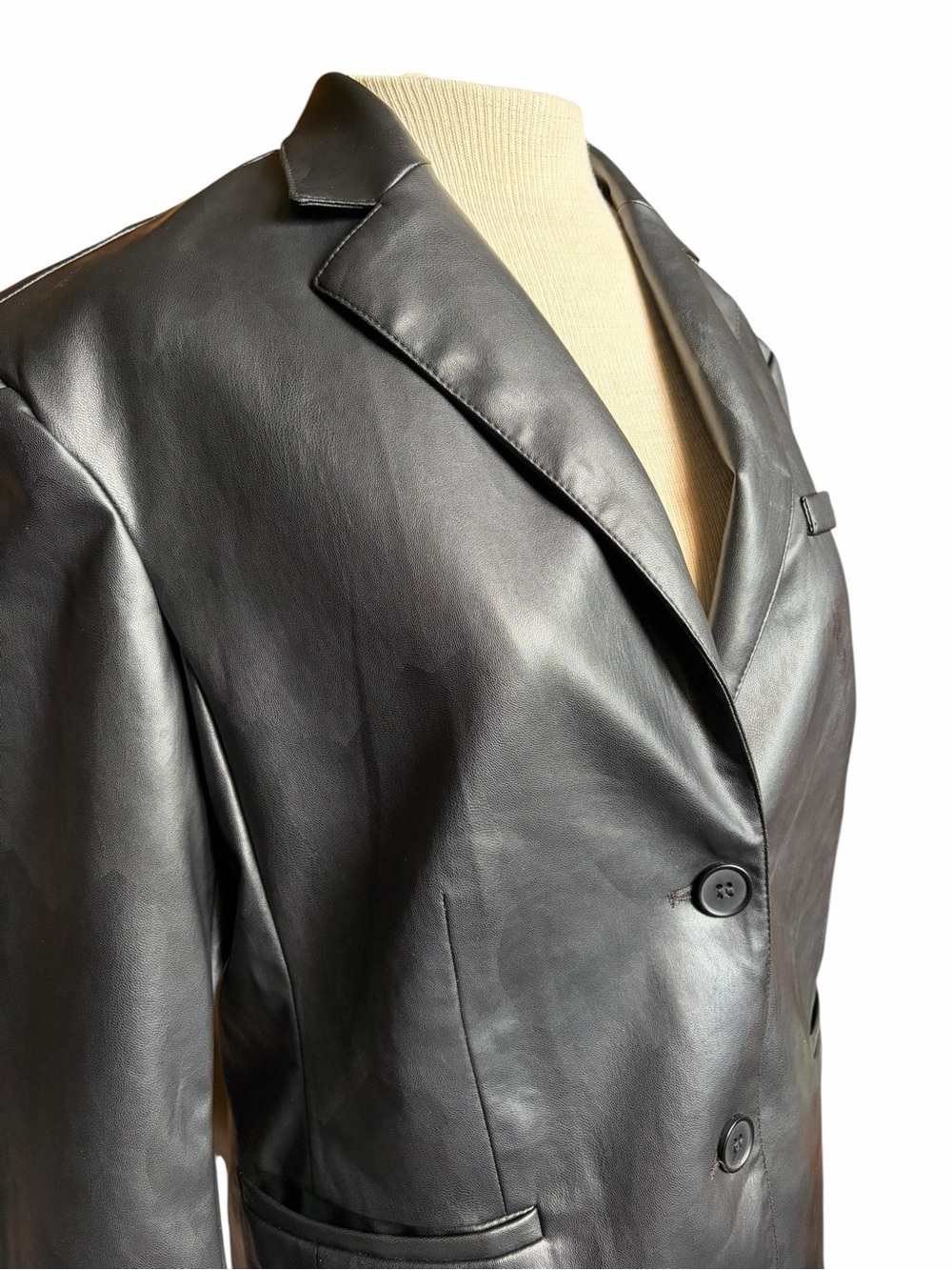 Divided Black Faux Leather Blazer Jacket - Picture 3 of 4